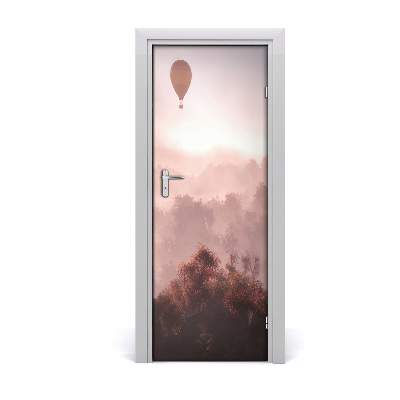 Door wallpaper Flying forest balloon