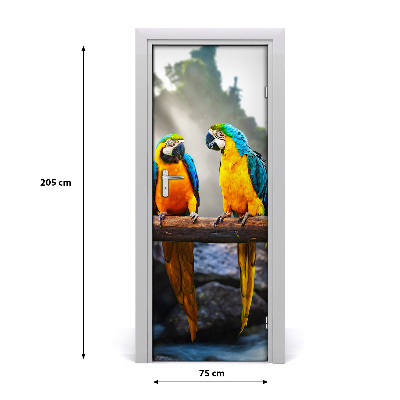 Self-adhesive door sticker Wall of ary parrots