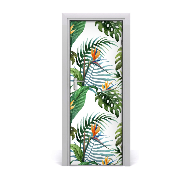 Self-adhesive door veneer Tropical leaves