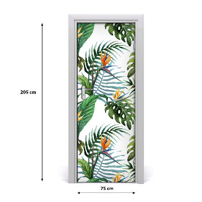 Self-adhesive door veneer Tropical leaves