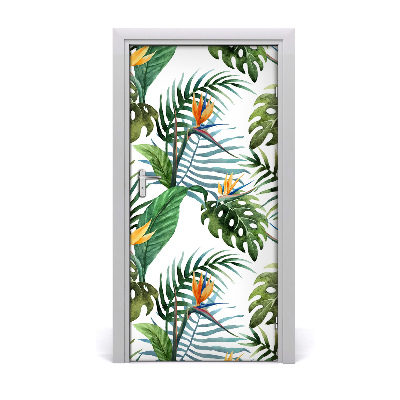 Self-adhesive door veneer Tropical leaves