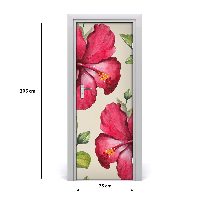 Self-adhesive door veneer Hawaiian flowers