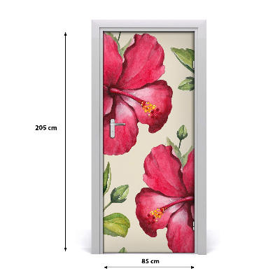 Self-adhesive door veneer Hawaiian flowers