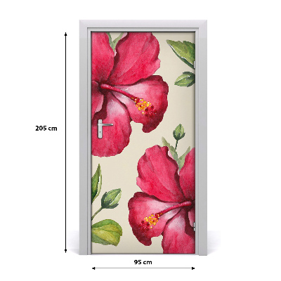 Self-adhesive door veneer Hawaiian flowers