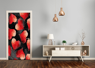 Door wallpaper Geometric hearts