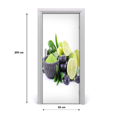 Self-adhesive door sticker Citruses and stones