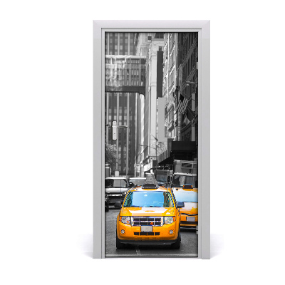 Self-adhesive door wallpaper Taxis new york