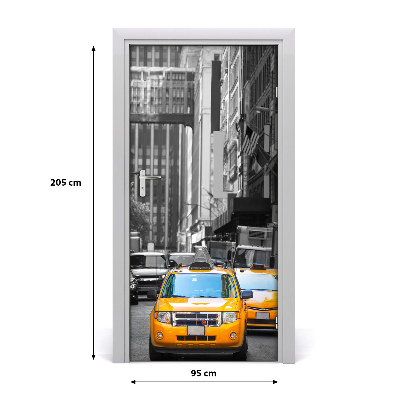 Self-adhesive door wallpaper Taxis new york