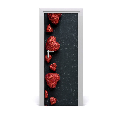 Door wallpaper Hearts on the blackboard