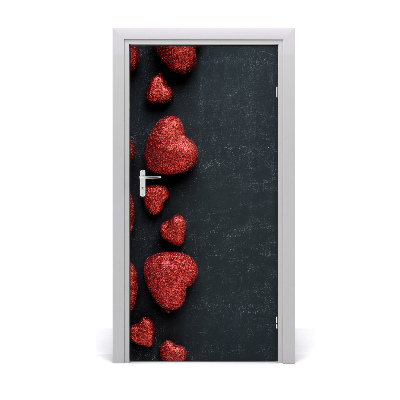 Door wallpaper Hearts on the blackboard