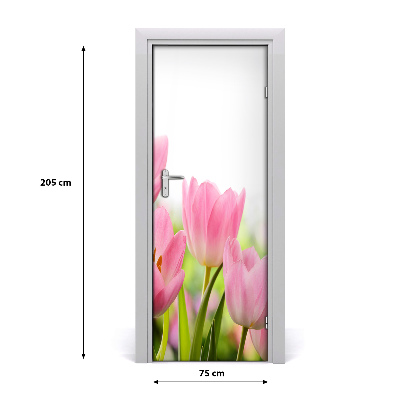 Self-adhesive door sticker Pink tulips