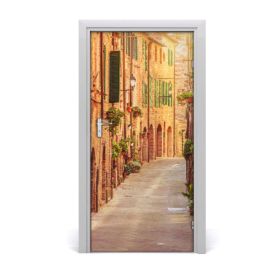 Self-adhesive door wallpaper Italian streets