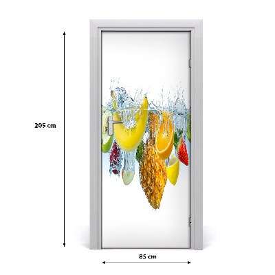 Self-adhesive door sticker Fruit under water