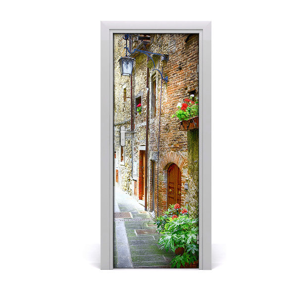 Self-adhesive door wallpaper Italian streets