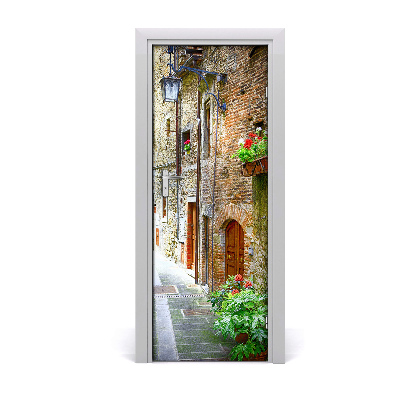 Self-adhesive door wallpaper Italian streets