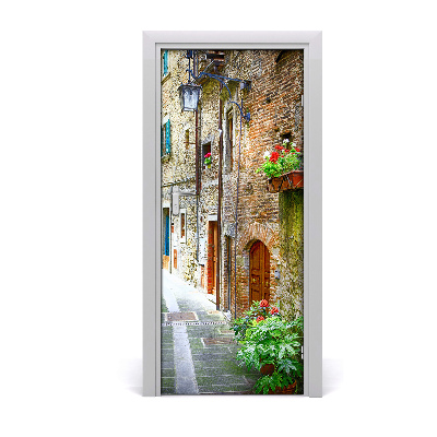 Self-adhesive door wallpaper Italian streets