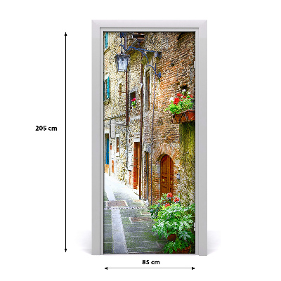 Self-adhesive door wallpaper Italian streets