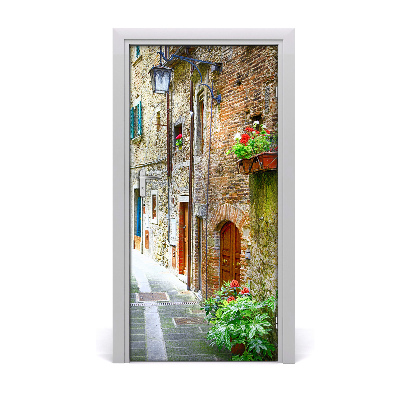 Self-adhesive door wallpaper Italian streets