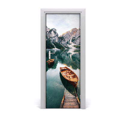 Self-adhesive door wallpaper Boat on the lake