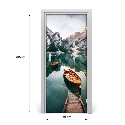 Self-adhesive door wallpaper Boat on the lake