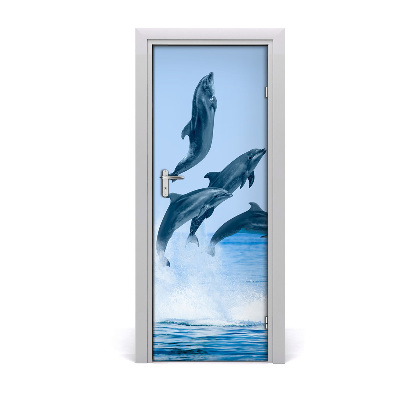 Self-adhesive door wallpaper Jumping dolphins