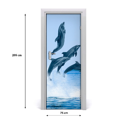 Self-adhesive door wallpaper Jumping dolphins