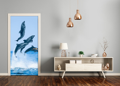 Self-adhesive door wallpaper Jumping dolphins