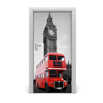 Self-adhesive door wallpaper London bus