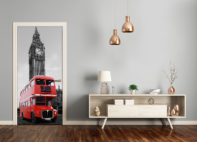 Self-adhesive door wallpaper London bus