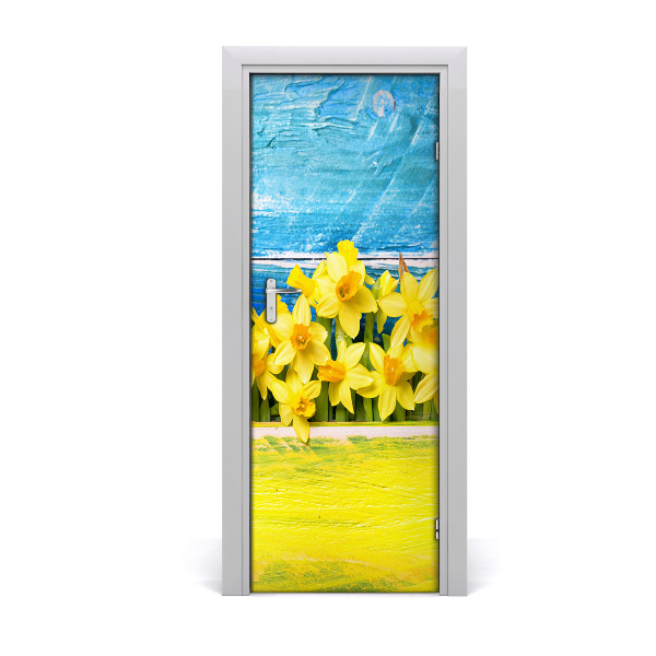 Self-adhesive door sticker On the door daffodils