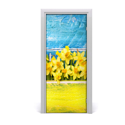 Self-adhesive door sticker On the door daffodils