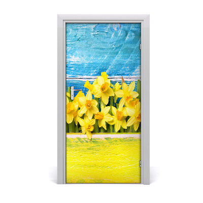 Self-adhesive door sticker On the door daffodils