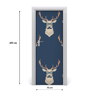 Self-adhesive door sticker Hipster deer