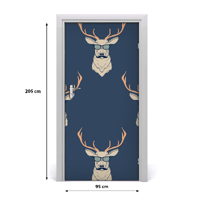 Self-adhesive door sticker Hipster deer