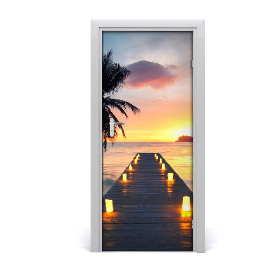 Self-adhesive door wallpaper Wooden jetty