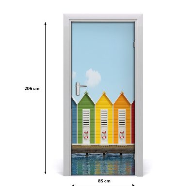 Self-adhesive door wallpaper Beach cabins