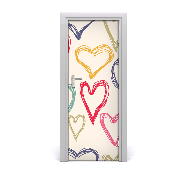 Self-adhesive door sticker Colorful hearts