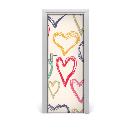 Self-adhesive door sticker Colorful hearts