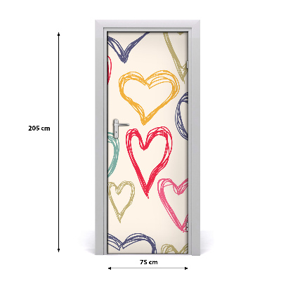 Self-adhesive door sticker Colorful hearts