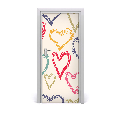 Self-adhesive door sticker Colorful hearts