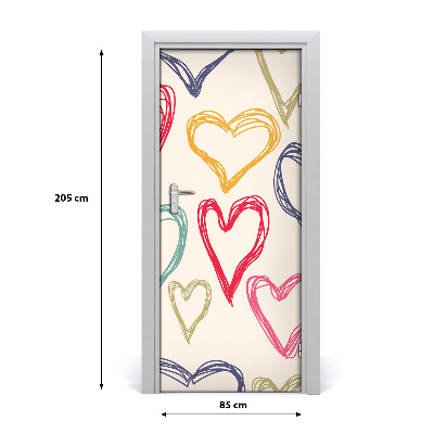 Self-adhesive door sticker Colorful hearts