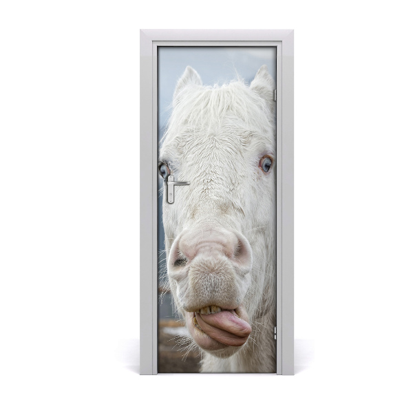 Self-adhesive door sticker Crazy white horse