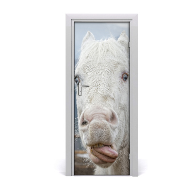 Self-adhesive door sticker Crazy white horse