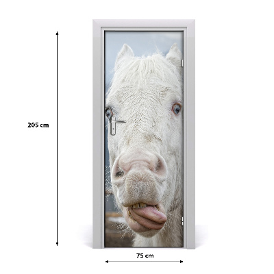 Self-adhesive door sticker Crazy white horse