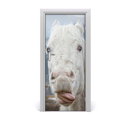 Self-adhesive door sticker Crazy white horse