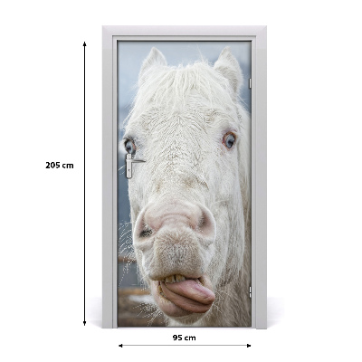 Self-adhesive door sticker Crazy white horse