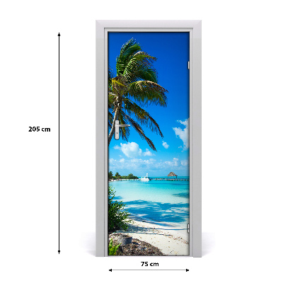 Door wallpaper Tropical beach