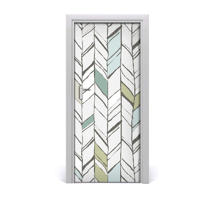 Door wallpaper Herringbone pattern