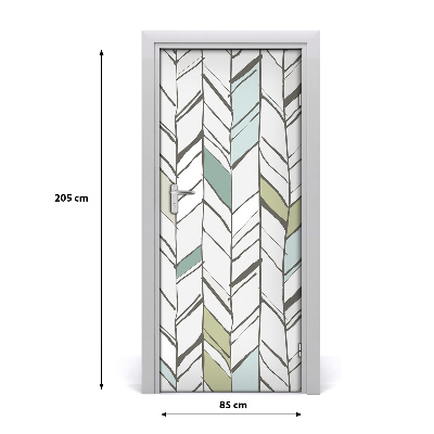 Door wallpaper Herringbone pattern