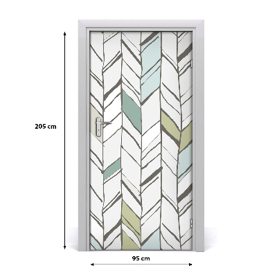 Door wallpaper Herringbone pattern